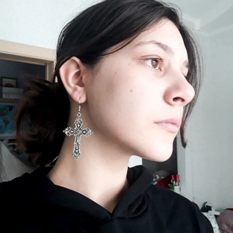 Gothic-Style Cross Earrings for Women 1