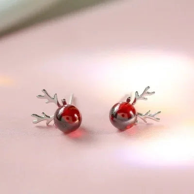 Christmas Snowflake Reindeer Stud Earrings