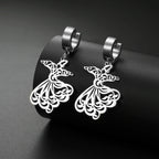 Arabic Ramadan drop earrings for women, silver