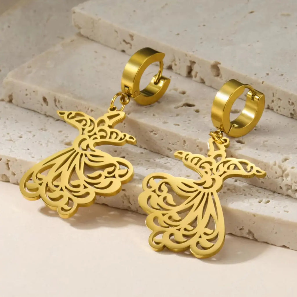 Arabic Ramadan drop earrings for women, gold
