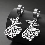 Arabic Ramadan drop earrings for women, silver