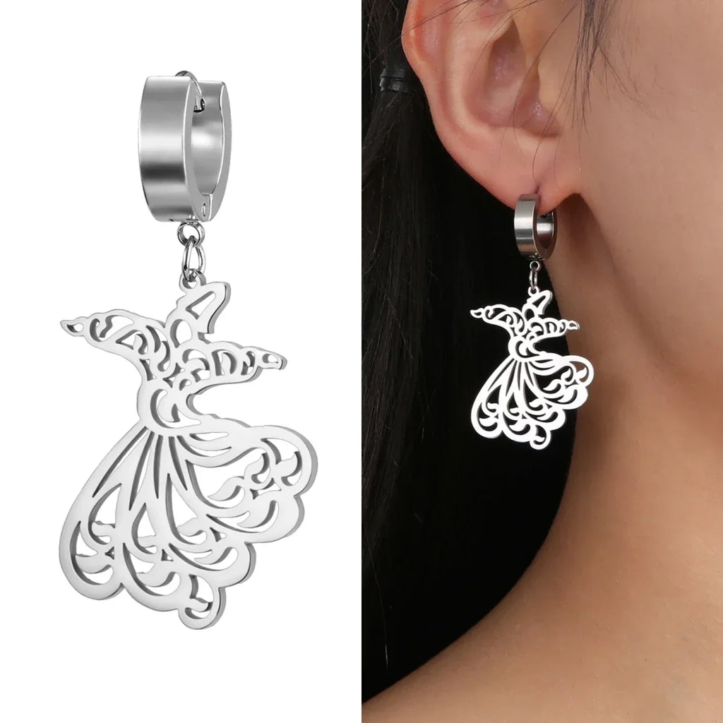 Arabic Ramadan drop earrings for women, silver