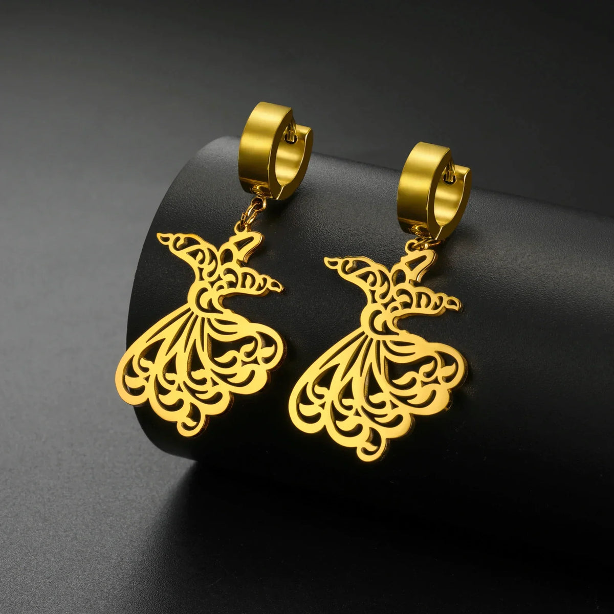 Arabic Ramadan drop earrings for women, gold