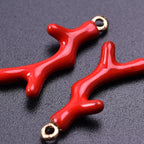 Gold-tone red coral earrings