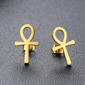 Egypt Ankh Cross Earrings for Men and Women Gold