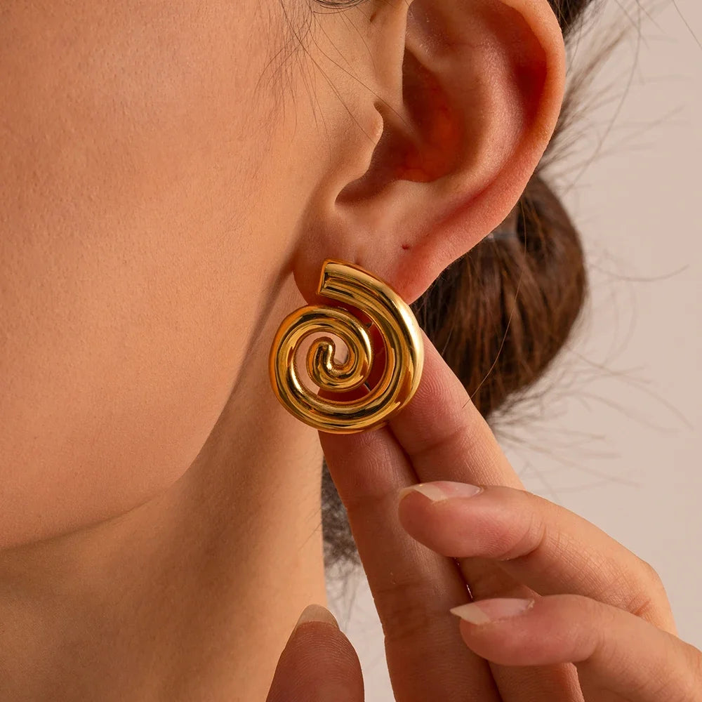 Gold domed spiral earrings