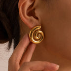Gold domed spiral earrings