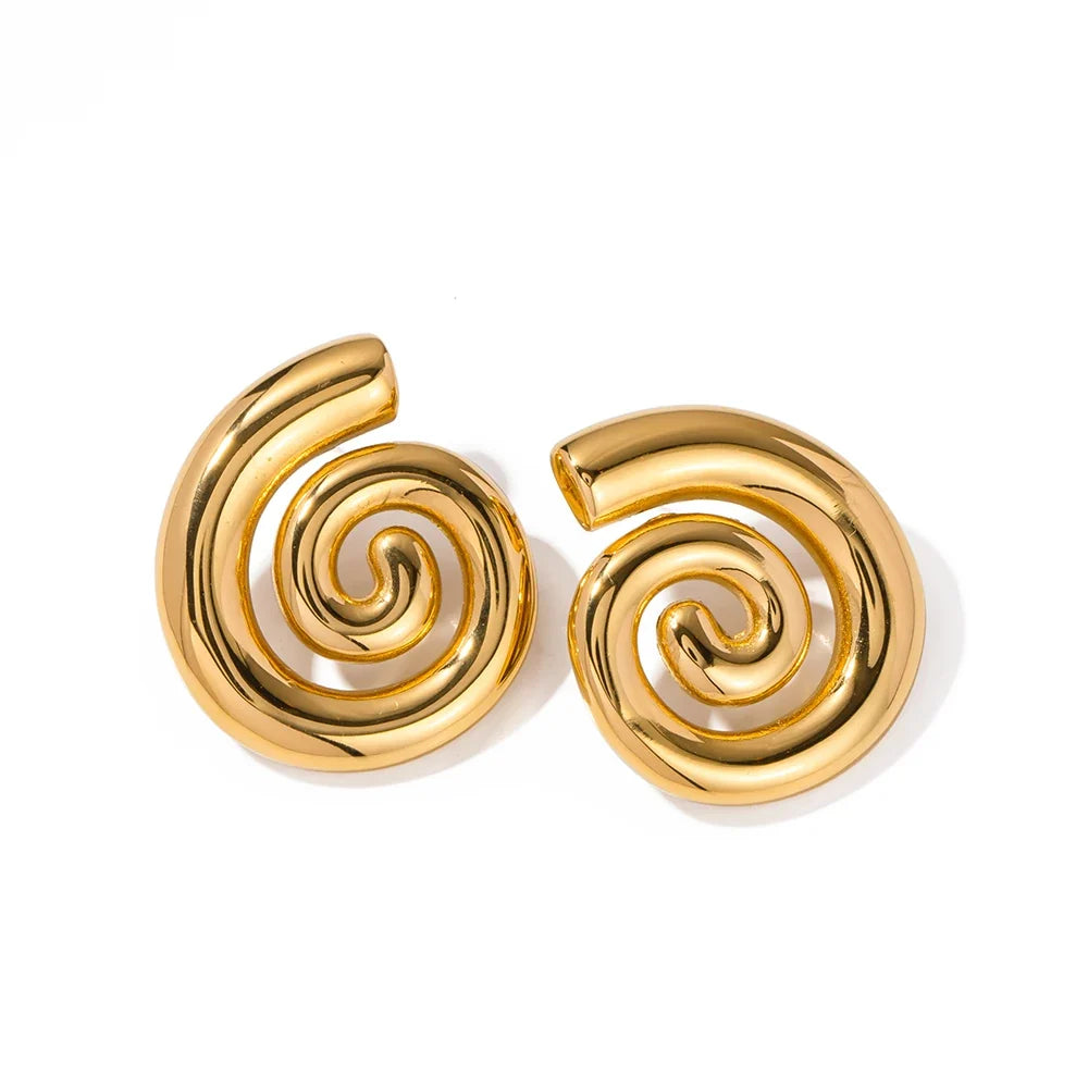 Gold domed spiral earrings