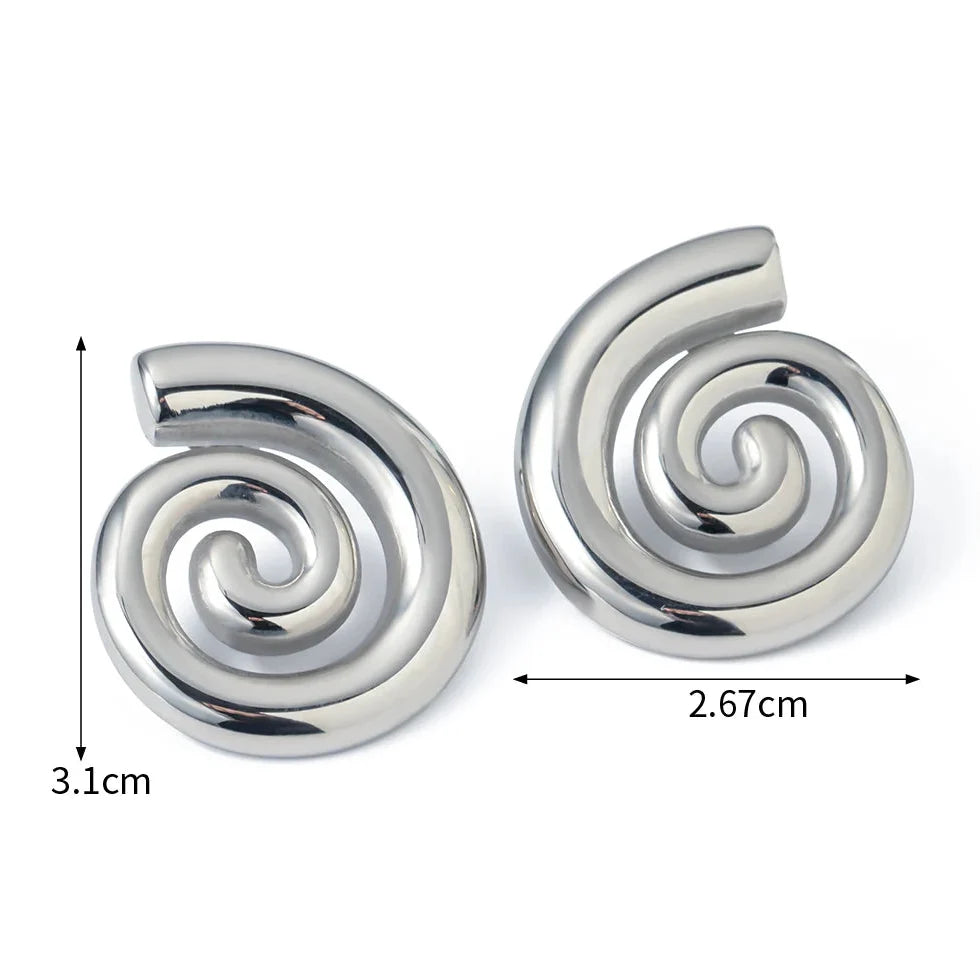Silver domed spiral earrings