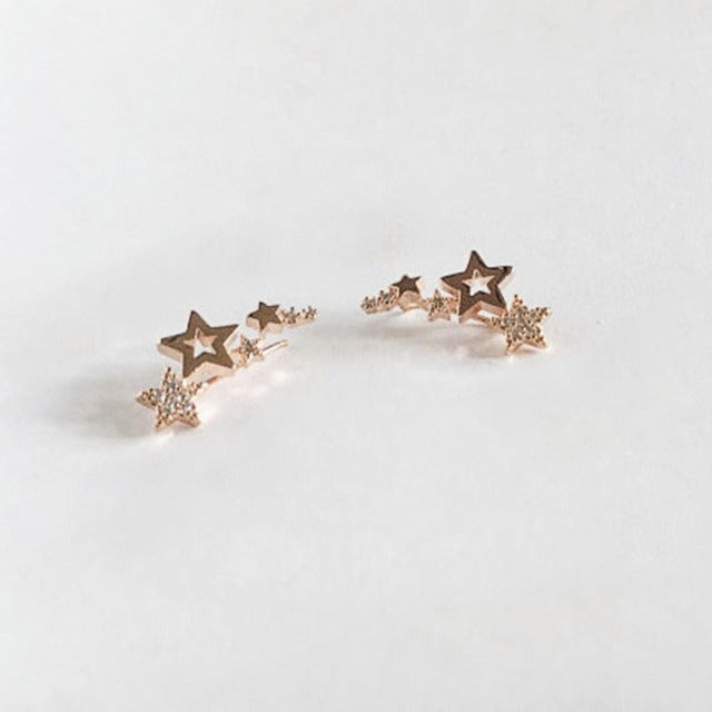 Star Piercing Earrings in Rose Gold