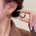 Women's Hoop Earrings with Tiger's Eye