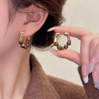 Women's Hoop Earrings with Tiger's Eye