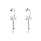 Women's Dangling Earrings Lotus Flower Silver