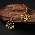 Women's Lotus Flower Dangle Earrings gold