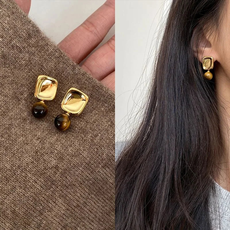 Women's Tiger's Eye Stone Earrings