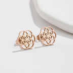 Dawapara Flower of Life Mandala Earrings for Women rose gold