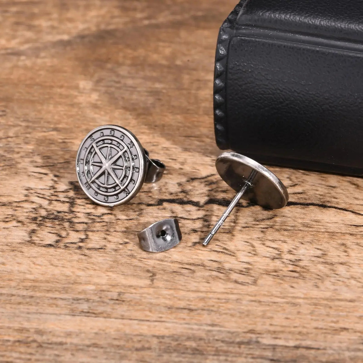 Men's Compass Rose Earrings gray