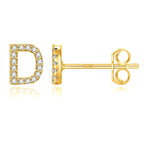 Gold initial earrings d