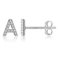 Silver initial earrings a