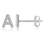 Silver initial earrings a