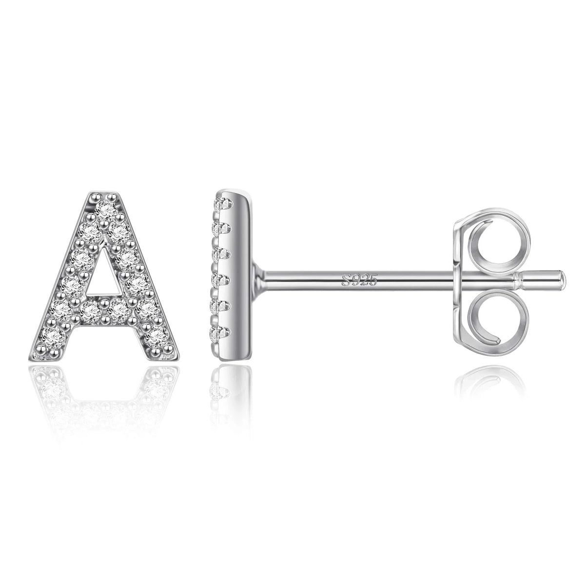 Silver initial earrings a