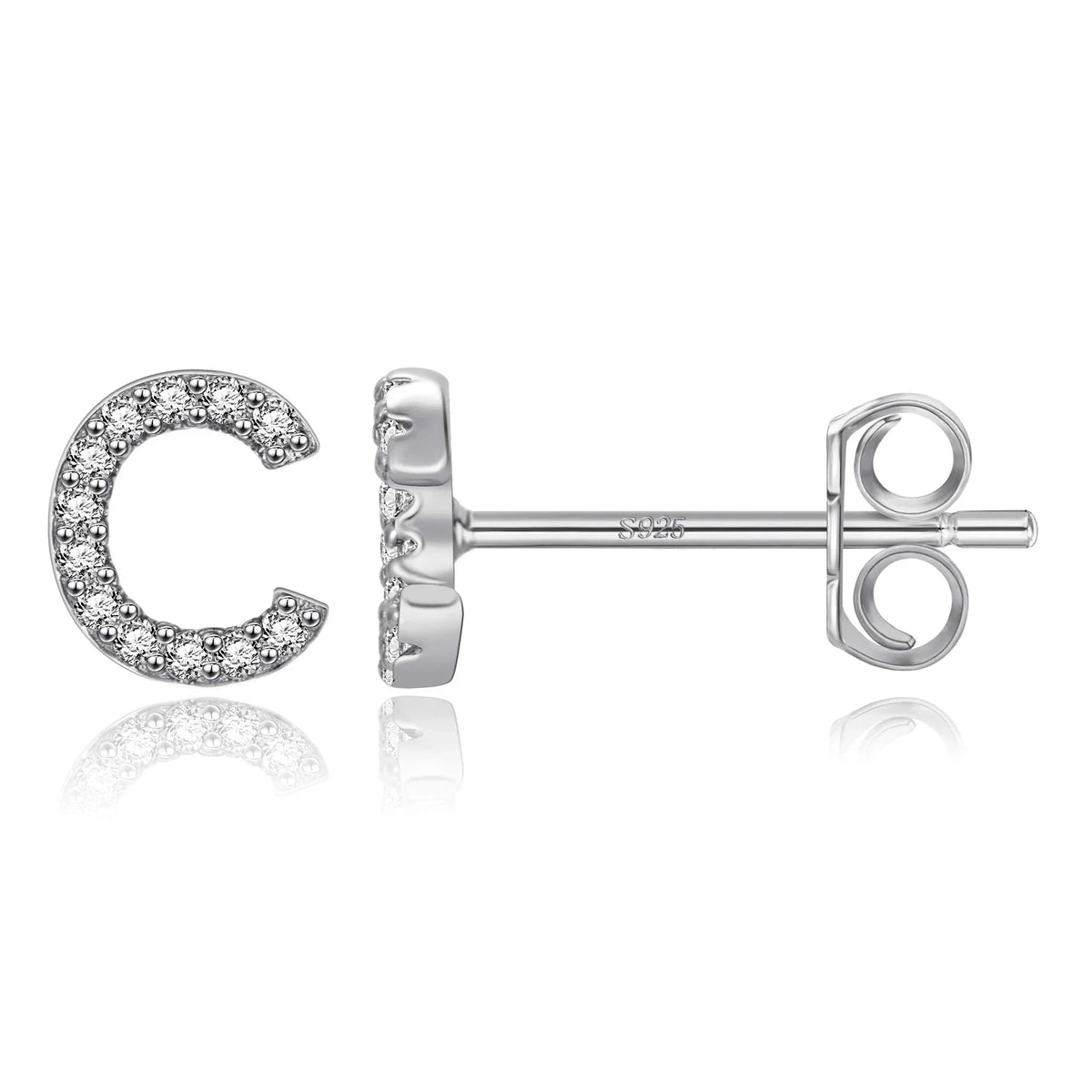 Silver initial earrings c