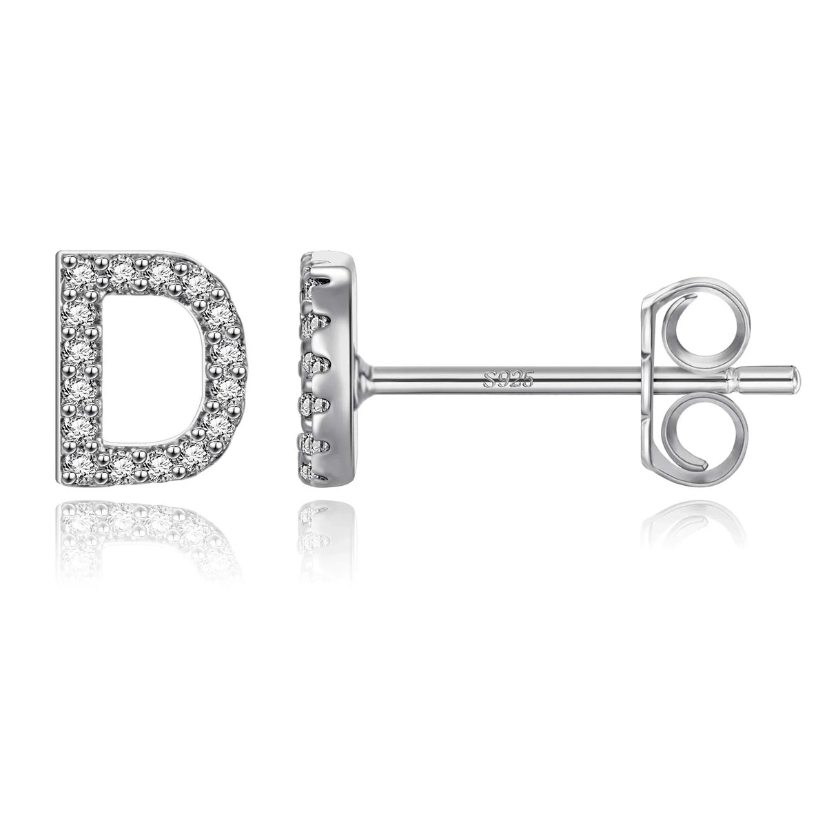 Silver initial earrings d