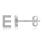 Silver initial earrings e