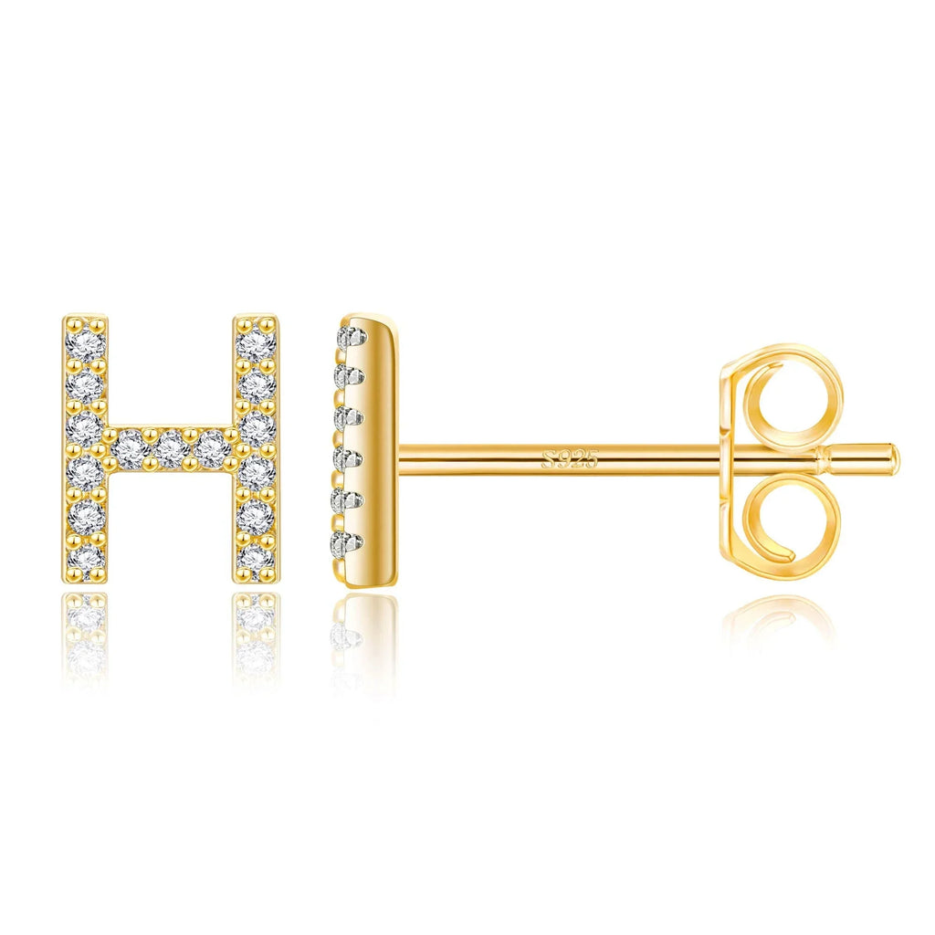 Gold initial earrings  h