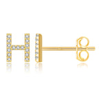 Gold initial earrings  h