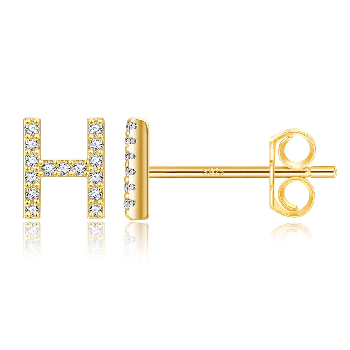 Gold initial earrings  h