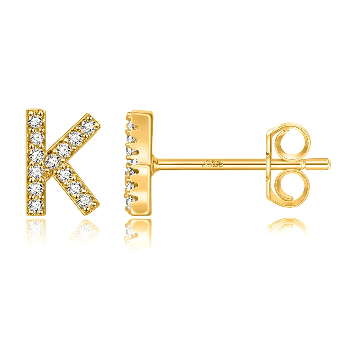 Gold initial earrings k