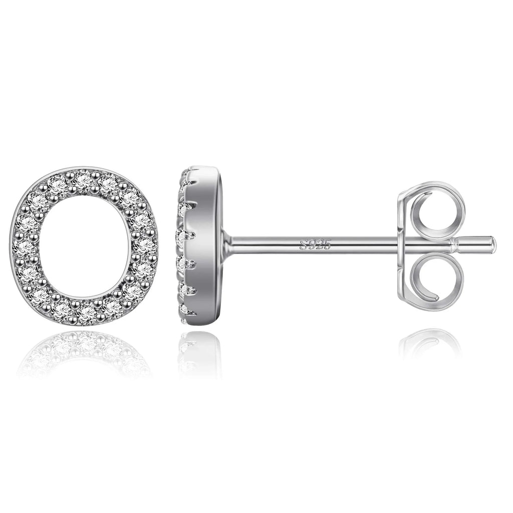 Silver initial earrings o