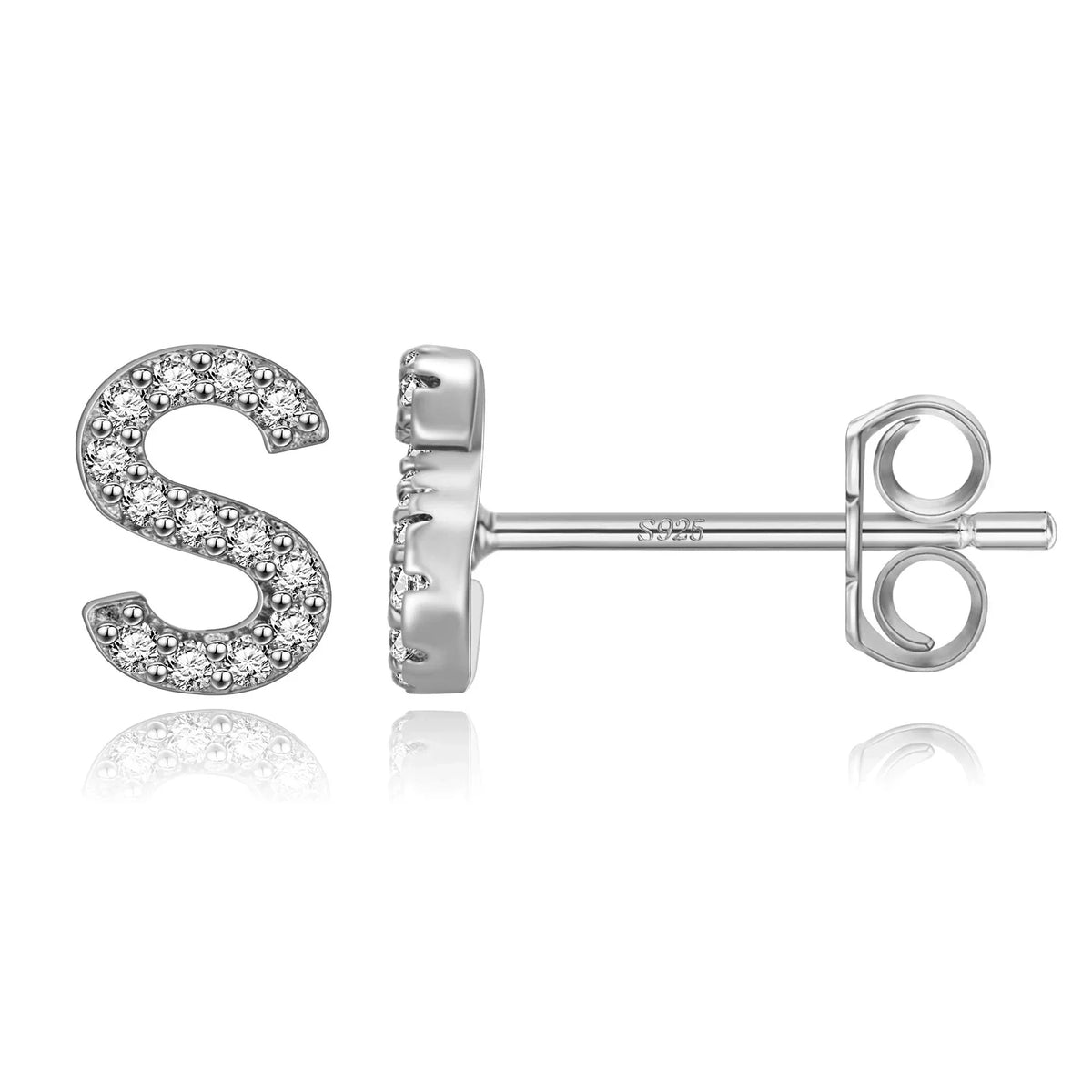 Silver initial earrings s