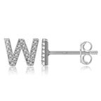 Silver initial earrings w