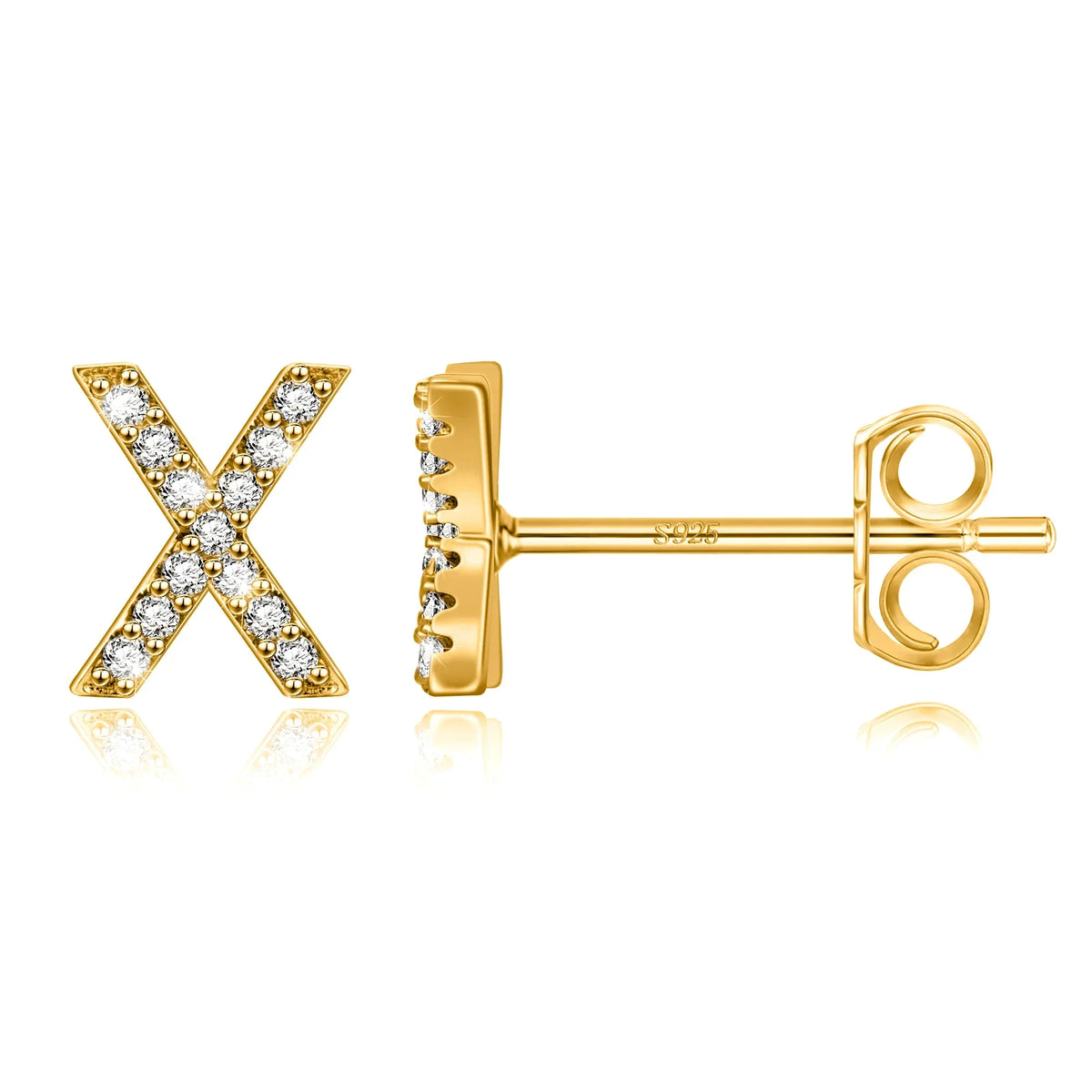 Gold initial earrings x