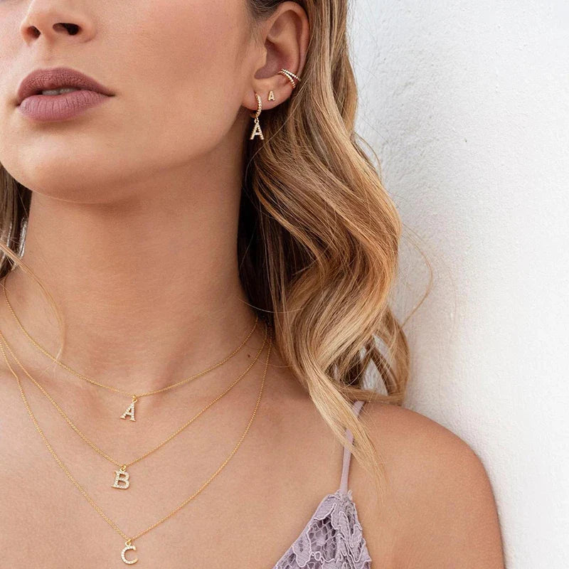 Women's initial hoop earrings
