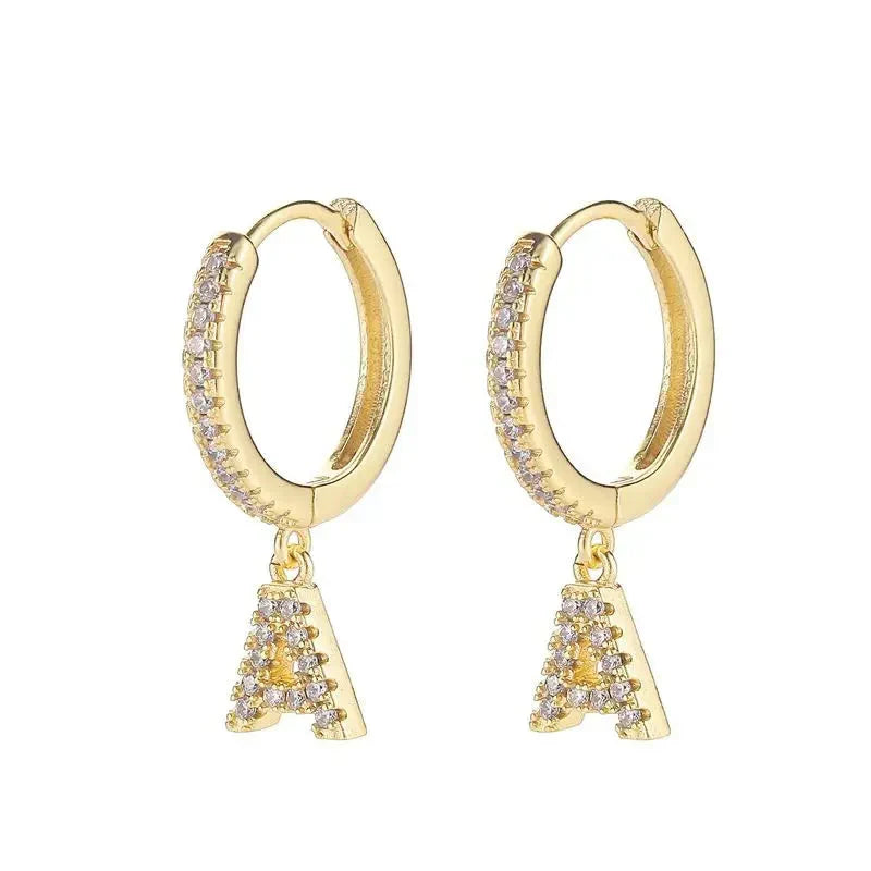 Women's initial hoop earrings a