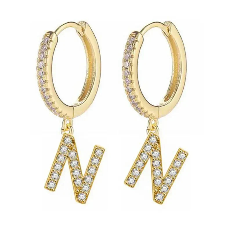 Women's initial hoop earrings n