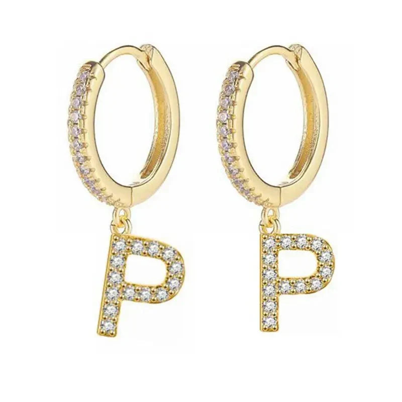 Women's initial hoop earrings p