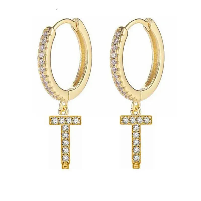Women's initial hoop earrings t
