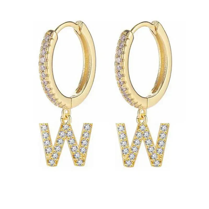 Women's initial hoop earrings w