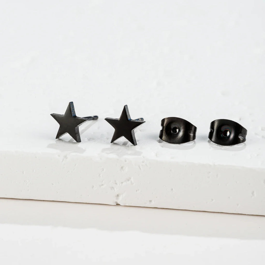 Lightweight Star Stud Earrings black