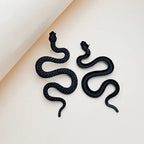 Long Snake Drop Earrings Black