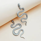 Long Snake Drop Earrings Silver