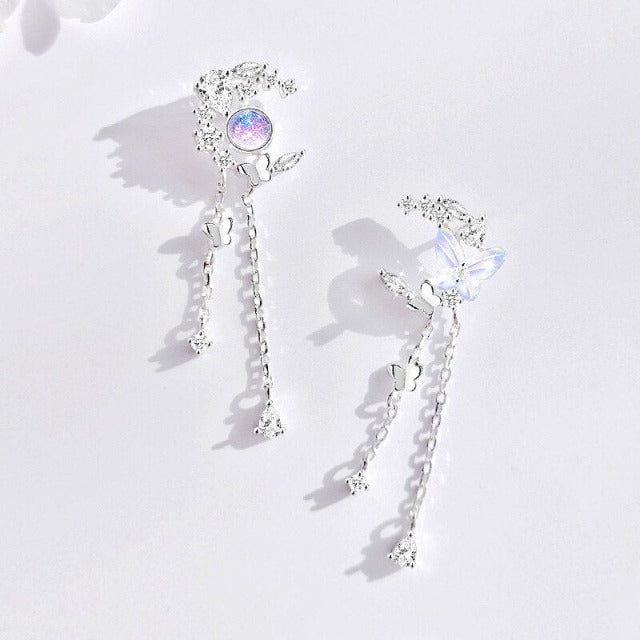 Moon and Butterflies Earrings