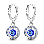 Round Blue Evil Eye Earrings with Beads