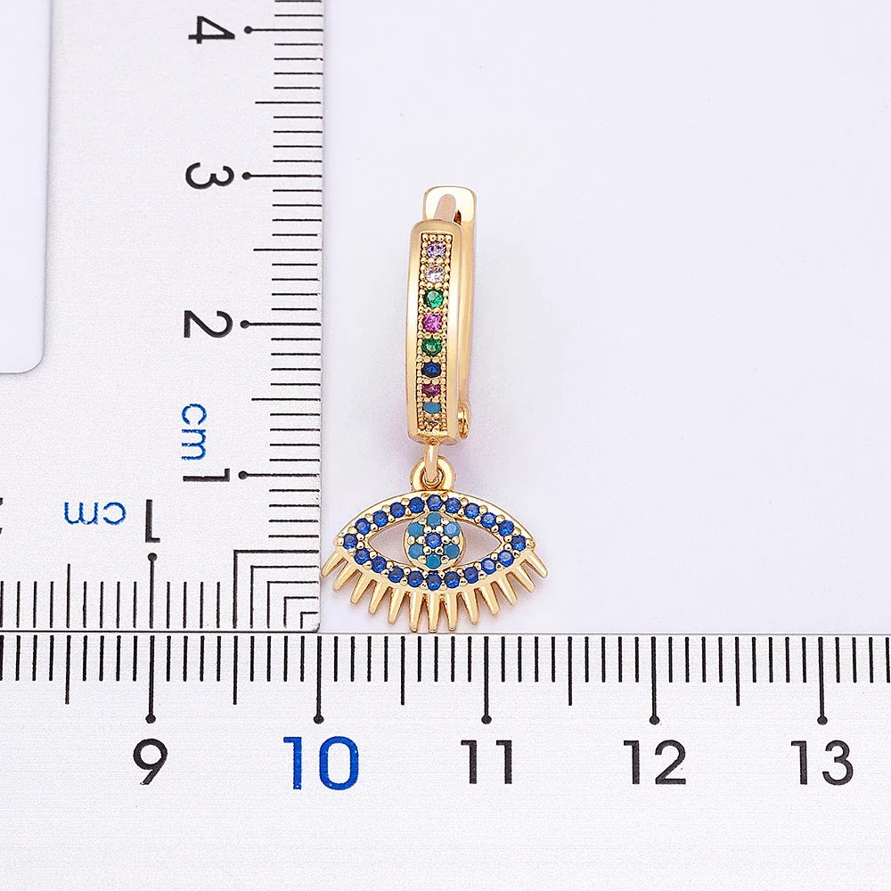Blue Zircon Evil Eye Bohemian-Style Earrings
