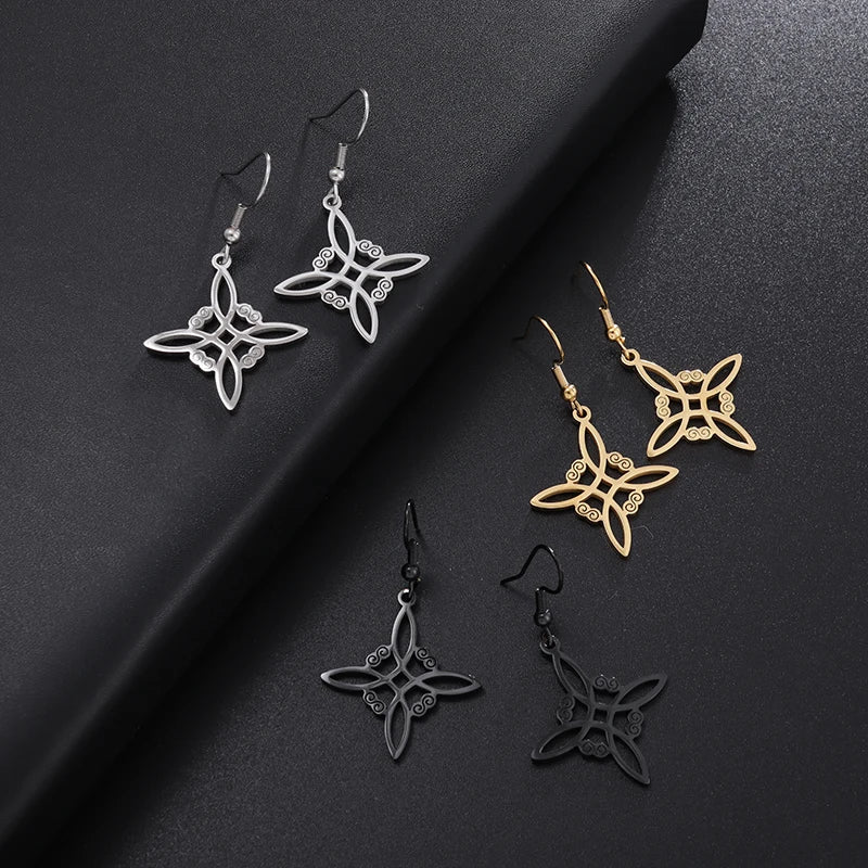 Witch’s Knot Protection Drop Earrings for Women, Wiccan, black