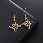 Witch’s Knot Protection Drop Earrings for Women, Wiccan, gold